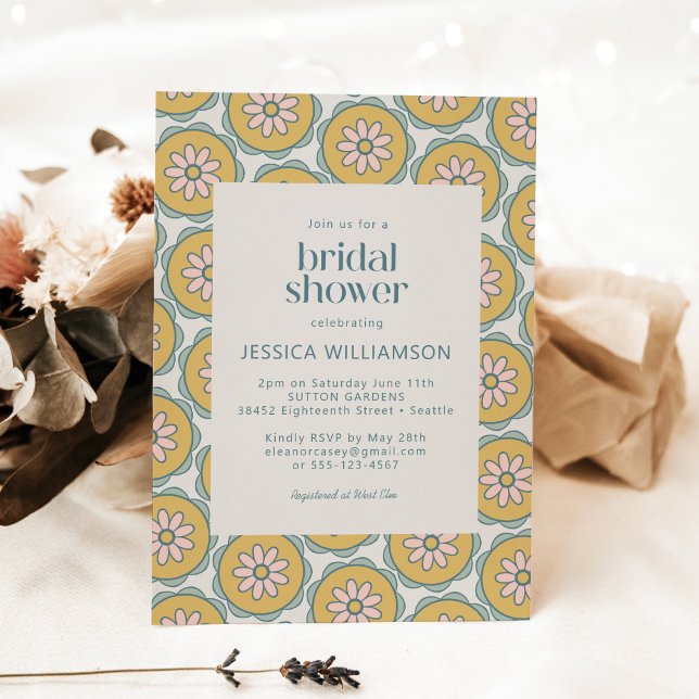 Retro Boho Mandala Floral Pastel Bridal Shower Invitation (Creator Uploaded)