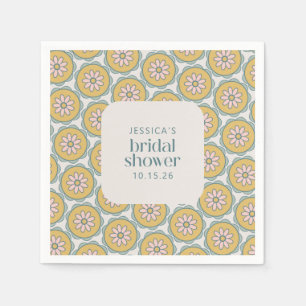 Retro Boho Mandala Floral Pastel Bridal Shower Napkins