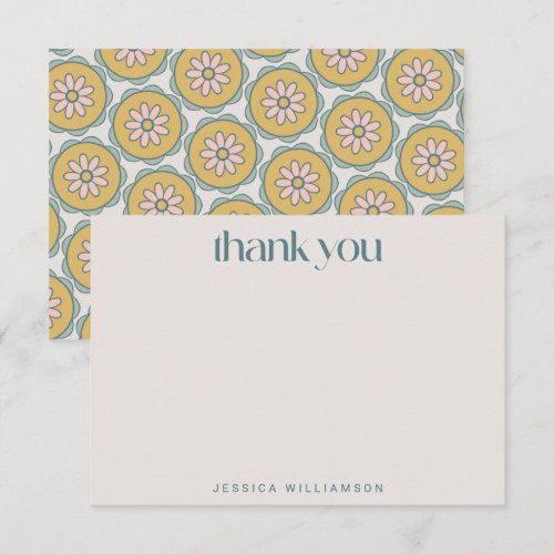 Retro Boho Mandala Floral Pastel Bridal Shower  Thank You Card