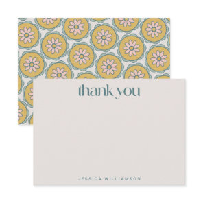 Retro Boho Mandala Floral Pastel Bridal Shower  Thank You Card