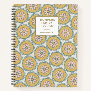 Retro Boho Mandala Floral Personalized Recipe Notebook