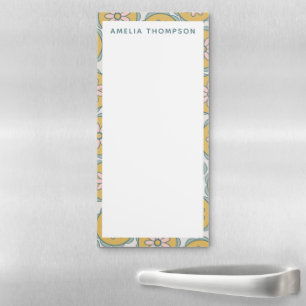 Retro Boho Mandala Flower Pattern Personalized Magnetic Notepad