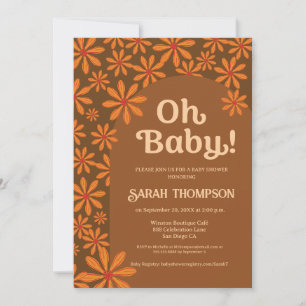 Retro Boho Oh baby Daisy Flower arch baby Shower Invitation