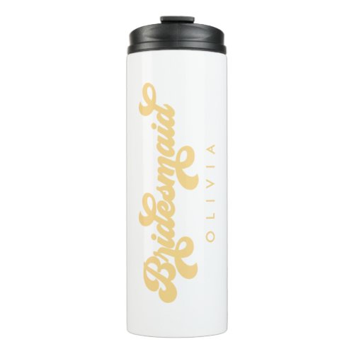 Retro Boho Personalized Bridesmaid Gift Thermal Tumbler