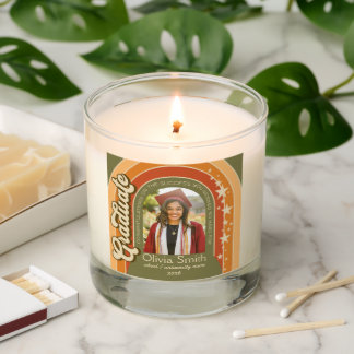 Retro Boho Personalized Photo Graduation Gift Scented Candle