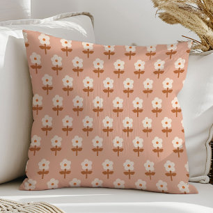 Retro Boho Pillow Brown Green Floral Vibes