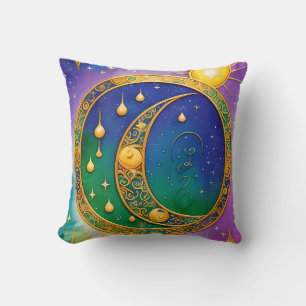 Retro Boho Pillow Hippie Vintage Sun Moon Stars