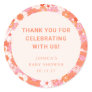 Retro Boho Pink Floral Custom Baby Shower Thanks Classic Round Sticker