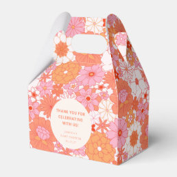 Retro Boho Pink Floral Custom Baby Shower Thanks Favor Boxes