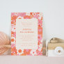 Retro Boho Pink Orange Floral Cute Baby Shower Invitation