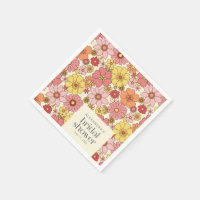Retro Boho Pink Yellow Floral Bridal Shower Custom
