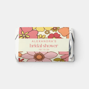 Retro Boho Pink Yellow Floral Custom Bridal Shower Hershey's Miniatures