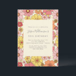 Retro Boho Pink Yellow Floral Groovy 50th Birthday Invitation<br><div class="desc">Retro Boho Pink Yellow Floral Groovy 50th Birthday</div>