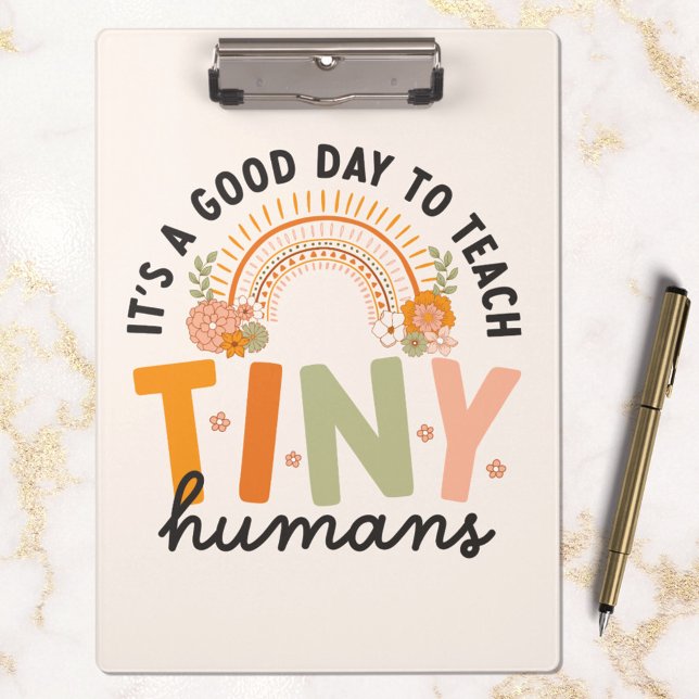 Retro Boho Preschool Teacher Quote Clipboard (In situ marble)