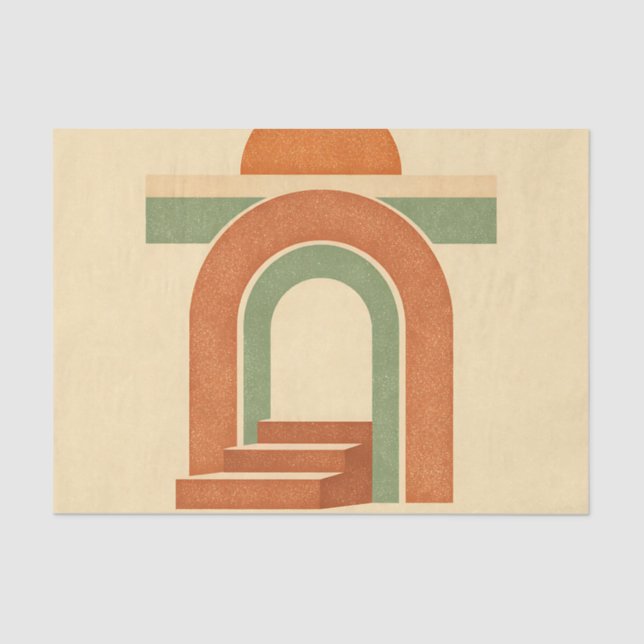 Retro Boho Rainbow Arch Minimalist Design Tissue Paper (Front)