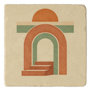 Retro Boho Rainbow Arch Minimalist Design Trivet