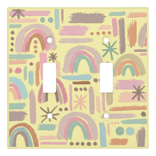Retro Boho Rainbow Ceramic Knob Light Switch Cover (Front)