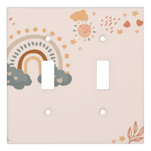 Retro Boho Rainbow Rust Baby Monogram Light Switch Cover