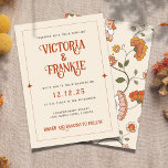 Retro Boho Red Pink Yellow Floral Pattern Wedding Invitation<br><div class="desc">The vibrant retro floral pattern sets the stage for a celebration filled with authenticity and love. The front boasts striking red typography against a cream backdrop, creating a perfect blend of retro and minimalism. Dive into the full 'Frankie Collection' to discover perfectly coordinated stationery, ensuring every detail reflects the spirited...</div>