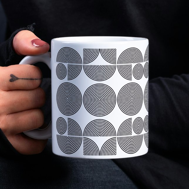 retro boho style modern black geometric pattern coffee mug (Creator Uploaded)
