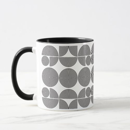 retro boho style modern black geometric pattern mug