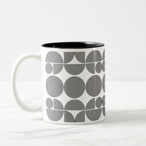 retro boho style modern black geometric pattern Two_Tone coffee mug