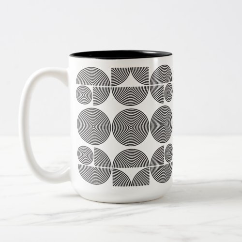 retro boho style modern black geometric pattern Two_Tone coffee mug