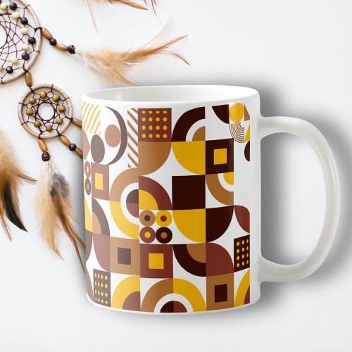 retro boho style modern colorful geometric pattern coffee mug