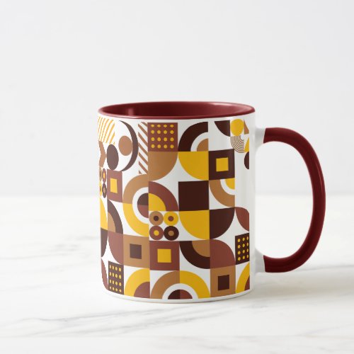 retro boho style modern colorful geometric pattern mug