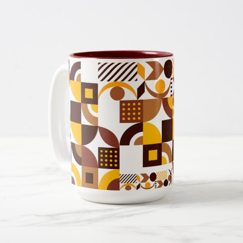 retro boho style modern colorful geometric pattern Two_Tone coffee mug