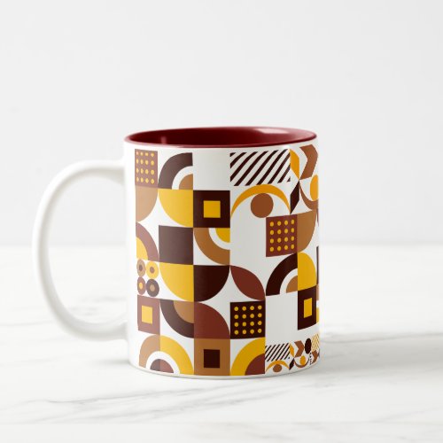 retro boho style modern modern geometric pattern Two_Tone coffee mug