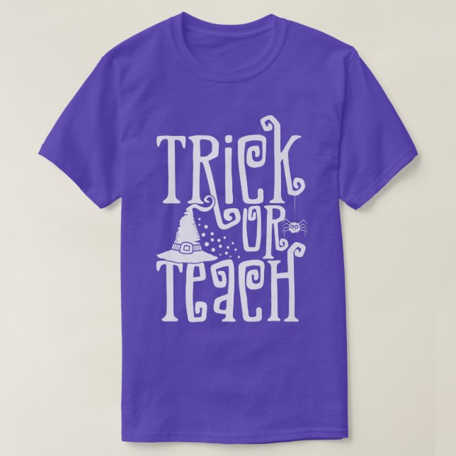 Retro Boho Style Trick Or Teach Funny Teacher Hall T-Shirt (Design Front)