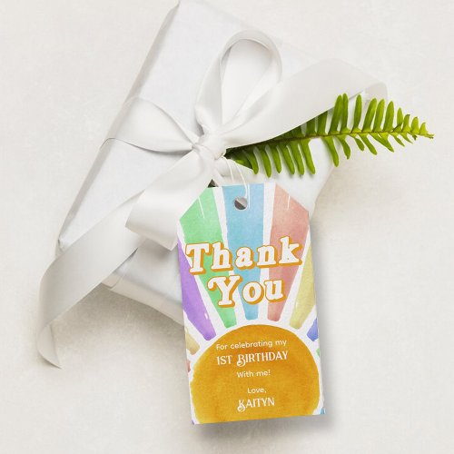 Retro Boho Sun 1st Birthday Thank You Favor Tags