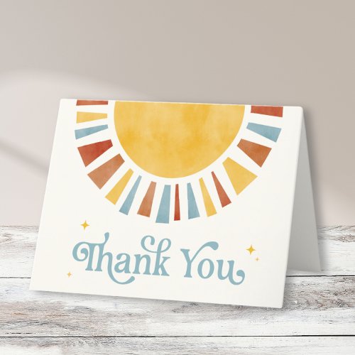 Retro Boho Sun Burst Thank You Card