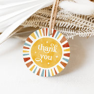 Retro Boho Sun Burst Thank You Favor Tags