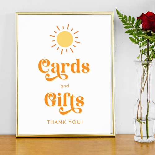 Retro Boho Sun Cards and Gifts Baby Shower Sign