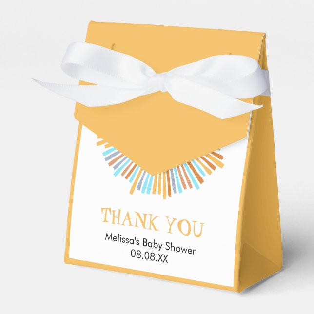 Retro Boho Sun Here Comes The Sun Favor Boxes (Front Side)