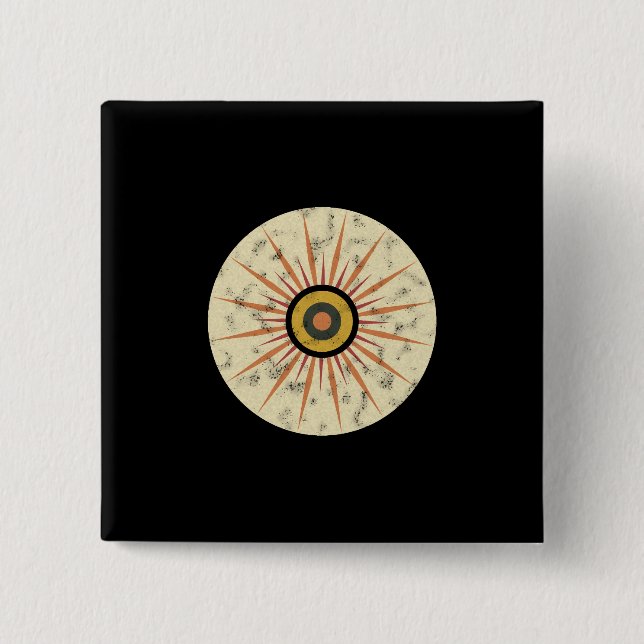 Retro Boho Sunburst Design Button (Front)