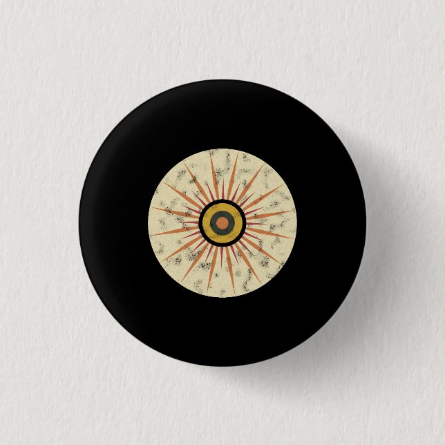 Retro Boho Sunburst Design Button (Front)