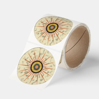 Retro Boho Sunburst Design Classic Round Sticker