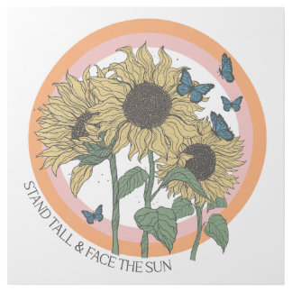 Retro Boho Sunflower Badge Gallery Wrap