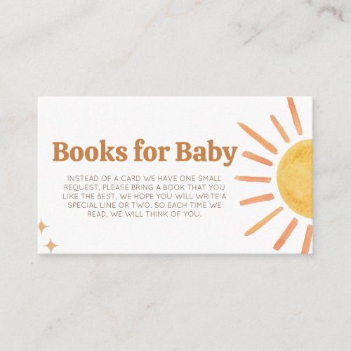 Retro Boho Sunshine Baby Shower Books for Baby Enclosure Card