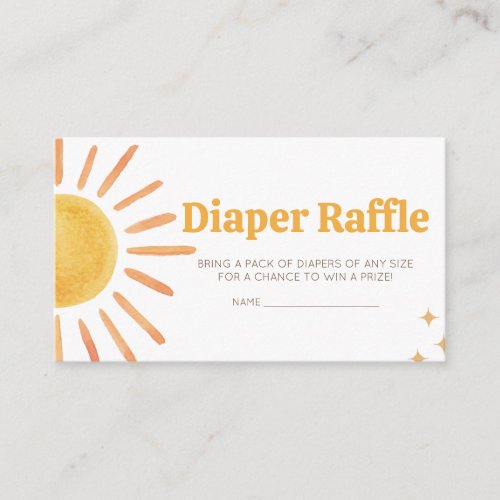 Retro Boho Sunshine Baby Shower Diaper Raffle Enclosure Card