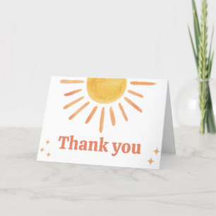 Retro Boho Sunshine Baby Shower Letterpress Thank You Card