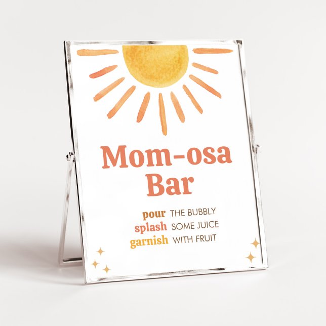 Retro Boho Sunshine Baby Shower Mom Osa Bar Poster (Boy Boho Sunshine Baby Shower Mom Osa Bar Sign)