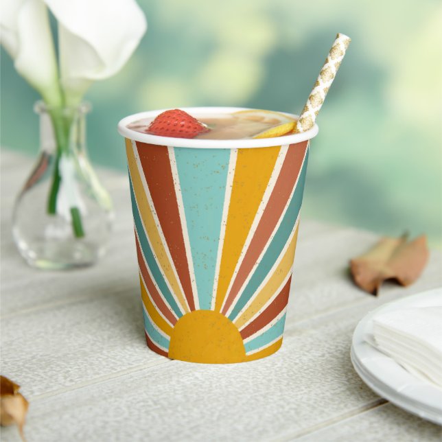 Retro Boho Sunshine Baby Shower Paper Cups (Insitu)