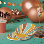 Retro Boho Sunshine Baby Shower Paper Plates<br><div class="desc">These fun,  stylish baby shower paper plates feature a hand drawn boho sunshine in retro shades of terracotta,  gold yellow,  and aqua.  A textured overlay adds to the retro / vintage look! *Original Illustration by Orabella Prints.</div>