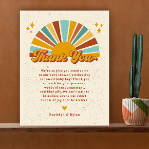 Retro Boho Sunshine Baby Shower  Thank You Card