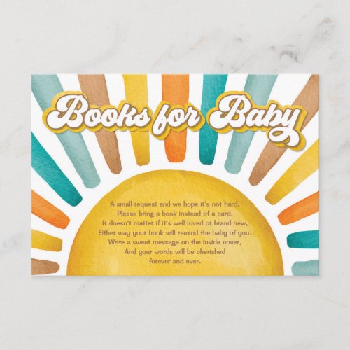Retro Boho Sunshine Books for Baby Boy Enclosure Card
