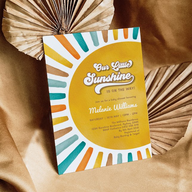 Retro Boho Sunshine Boy Baby Shower Invitation (Creator Uploaded)